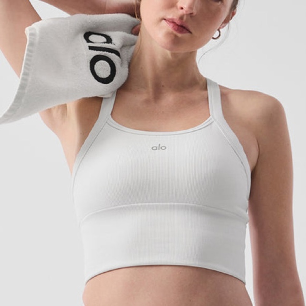 Alo Yoga Seamless Ribbed Favorite Bra Tank White